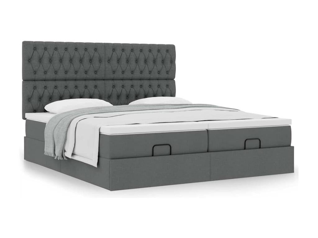 Cadre de lit Dormeva avec matelas gris foncé 200x200cm tissu VLBF45933