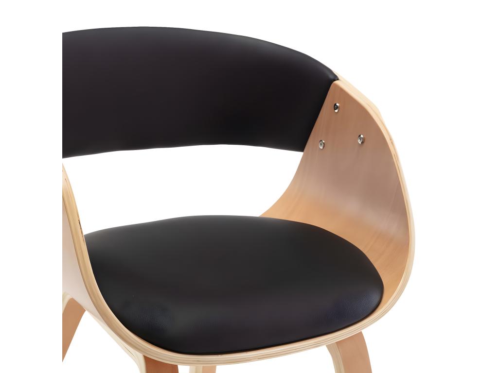 Chaise de salle à manger design moderne en bois courbé et synthétique noir CDS020060 WBXJ72988