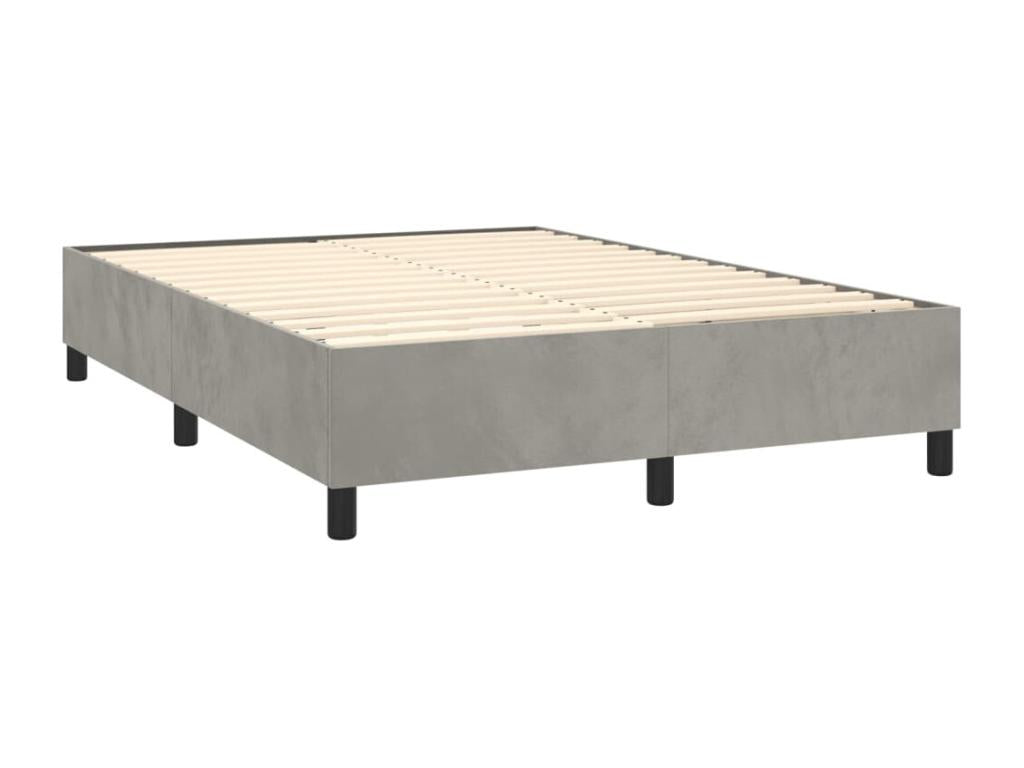 Sommier tapissier matelas et LED Gris clair 140x190 cm Velours DPKW34158