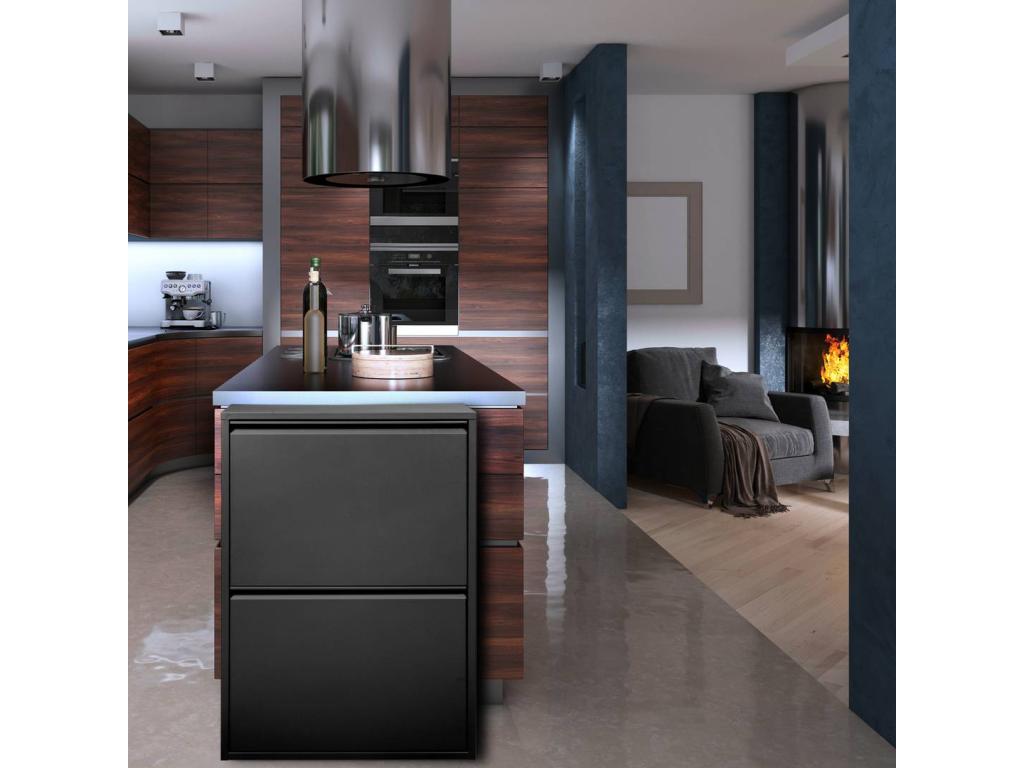 Poubelle Dormeva Corbeille Poubelle pour la collecte des déchets Armoire à ordures 60x25 h93 cm Noir KOQG61495