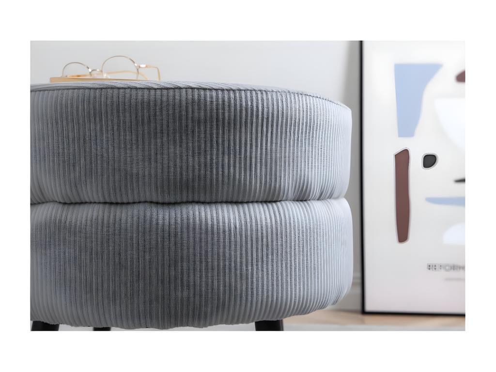 Pouf Pot 40x40x40 cm Velours tricoté Noir et gris BAHK82662