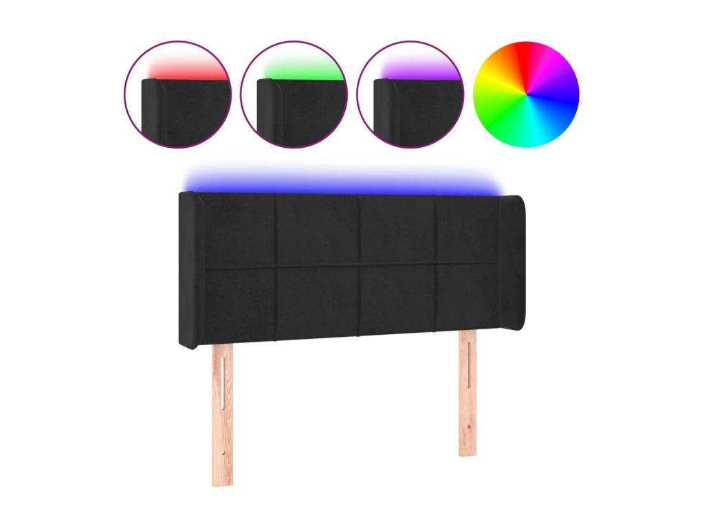 Tête de lit à LED Noir 93x16x78/88 cm Velours FGJD52780