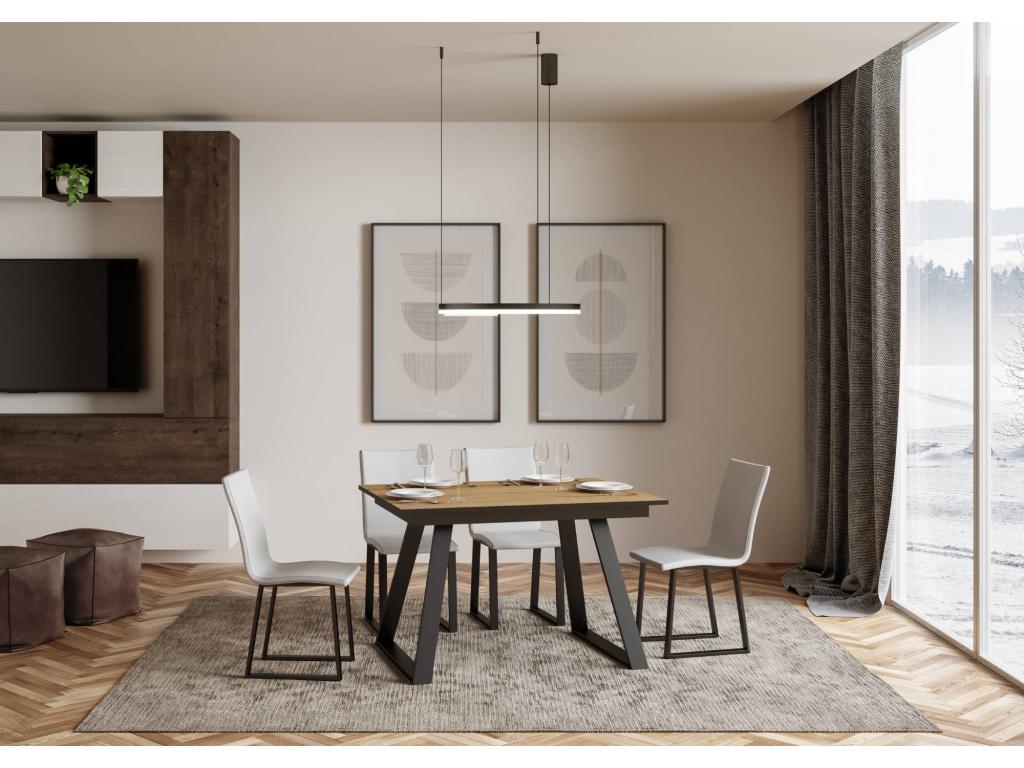 Table extensible 90x120/ 180 cm Zensova Chêne Nature cadre Anthracite VZVA01480