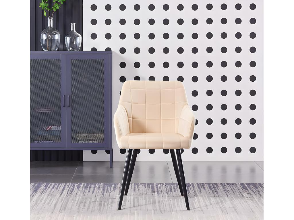 Ensemble de 4 chaises de salle à manger Zensova - Tapissées de velours avec pattes en métal - Crème ZGBK26034
