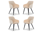 Ensemble de 4 chaises de salle à manger Zensova - Tapissées de velours avec pattes en métal - Crème ZGBK26034