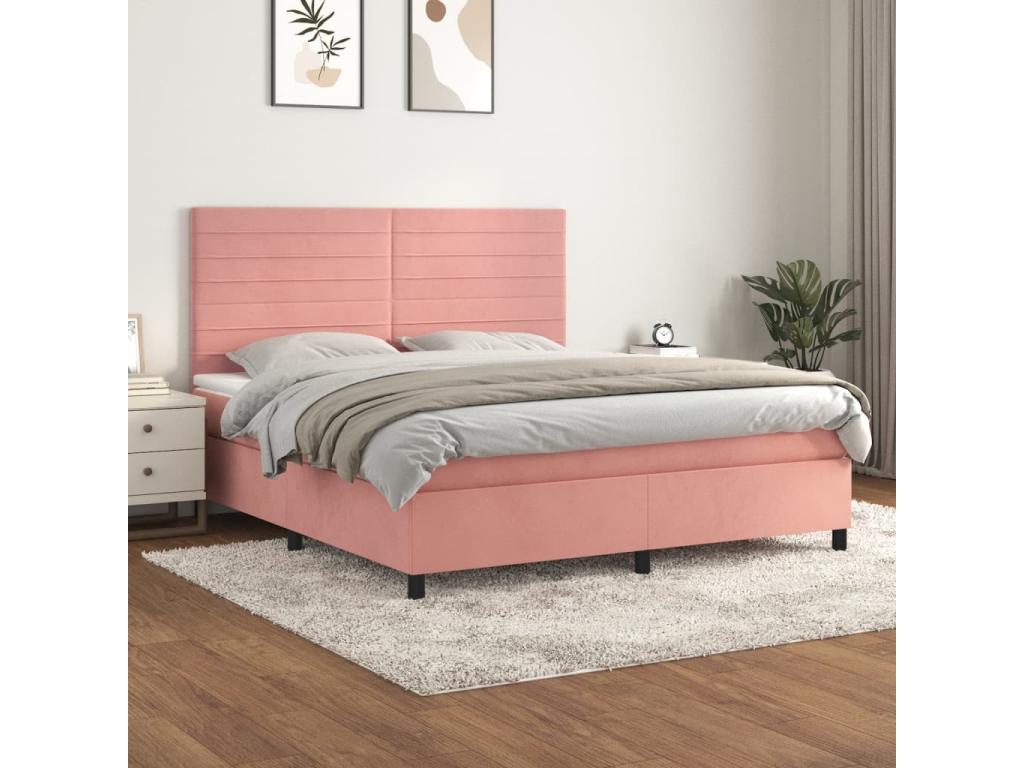 Lit à sommier tapissier avec matelas Rose 180x200 cm Velours KWUC55270