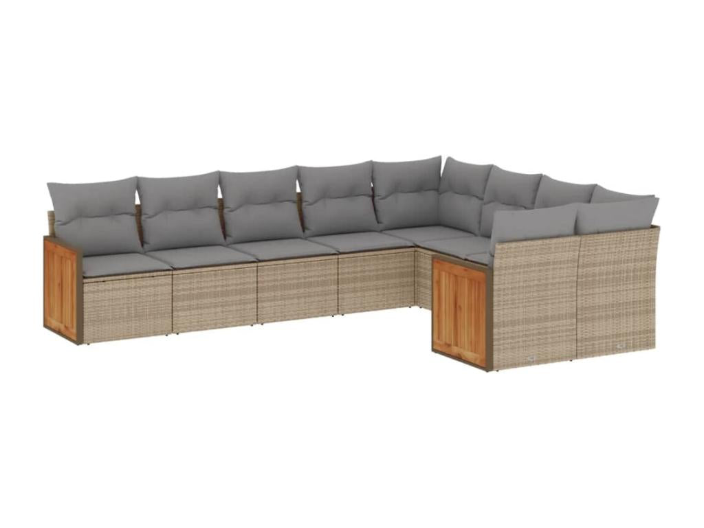 Salon de jardin avec coussins 9 pièces beige résine tressée KKTN51082