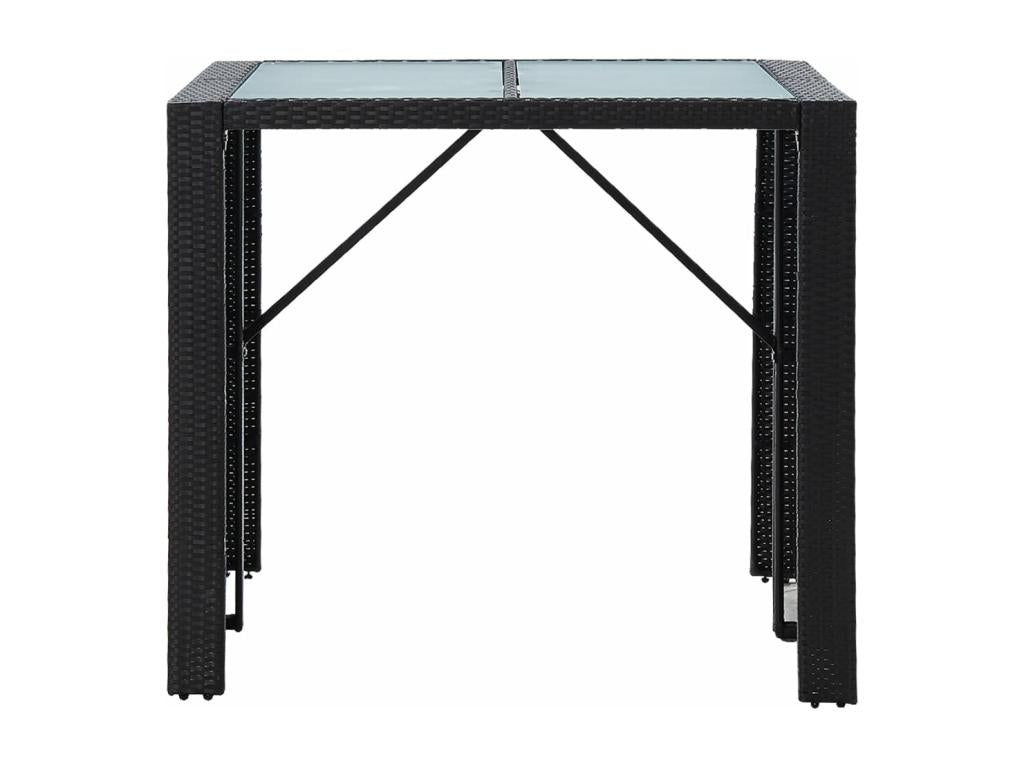 Mobilier de bar d'extérieur 5 pièces Résine tressée et verre Noir POJY45312